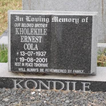 KONDILE Kholekile Ernet Cola 1937-2001