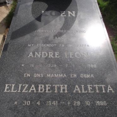 KOEN Andre Leon 1938-1968 &amp; Elizabeth Aletta 1941-1996