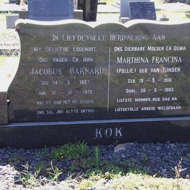 KOK Jacobus Barnard 1897-1978 &amp; Marthina Francina VAN TONDER 1910-1983