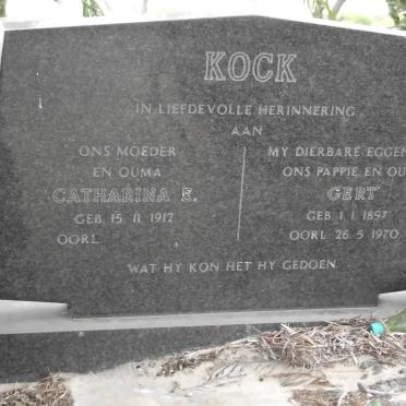 KOCK G.H. 1897-1970 &amp; Catharina E. 1912- 1998