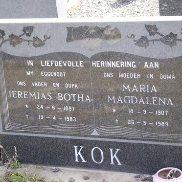 KOK Jeremias Botha 1897-1983 &amp; Maria Magdalena 1907-1989