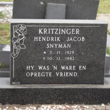KRITZINGER Hendrik Jacob Snyman 1929-1982