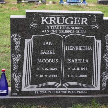 KRUGER Jan Sarel Jacobus 1924-2000 &amp; Henrietha Isabella 1933-2000