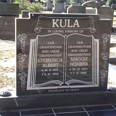 KULA Citibunga Albert 1910-1994 &amp; Maggie Nqabisa 1920-1988