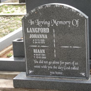 LANGFORD Johanna 1929-1970 :: LANGFORD Riaan 1981-2000