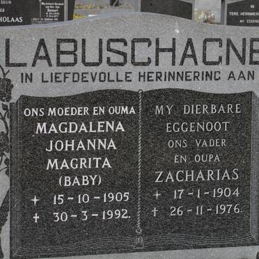 LABUSCHAGNE Zacharias 1904-1976 &amp; Magdalena Johanna Magrita 1905-1992