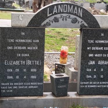 LANDMAN Jan Abraham 1892-1972 &amp; Elizabeth 1896-1986