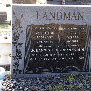 LANDMAN Johannes F.J. 1896-1968 &amp; Johanna M.M. 1904-1984