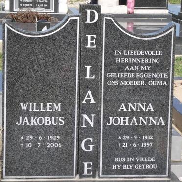 LANGE Willem Jakobus, de 1929-2006 &amp; Anna Johanna 1932-1997