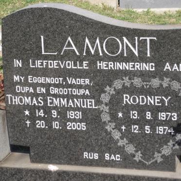 LAMONT Thomas Emmanuel 1931-2005 :: LAMONT Rodney 1973-1974