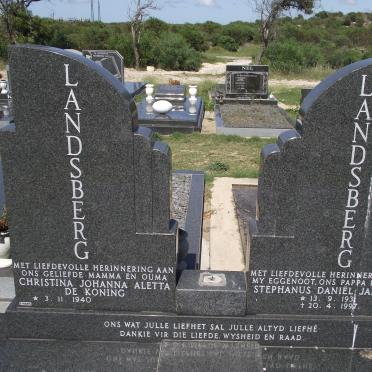 LANDSBERG Stephanus Daniel Jakobus 1931-1997 &amp; Christina Johanna Aletta DE KONING 1940-