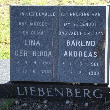 LIEBENBERG Linda Gertruida 1901-1986 &amp; Barend Andreas 1901-1980