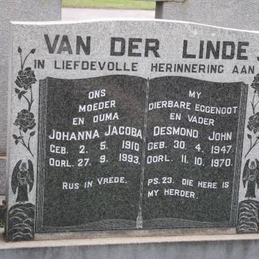 LINDE Johanna Jacoba, van der 1910-1993 :: LINDE Desmond John, van der 1947-1970