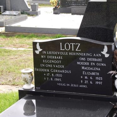 LOTZ Frederick Gerhardus 1920-1985 &amp; Magdalena Elizabeth 1925-1997