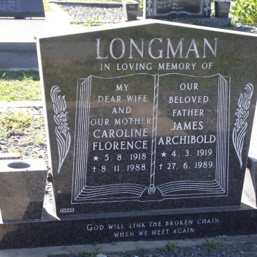 LONGMAN Caroline Florence 1918-1988  &amp; James Archibold 1919-1989