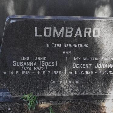 LOMBARD Susanna nee VREY 1918-1986 :: LOMBARD Ockert Johannes 1925-1977