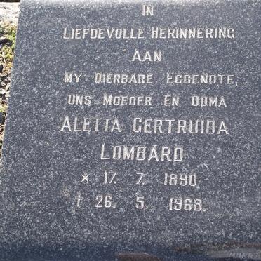 LOMBARD Aletta Gertruida 1890-1968