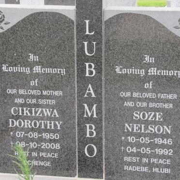LUBAMBO Soze Nelson 1946-1992 &amp; Cikizwa Dorothy 1950-2008