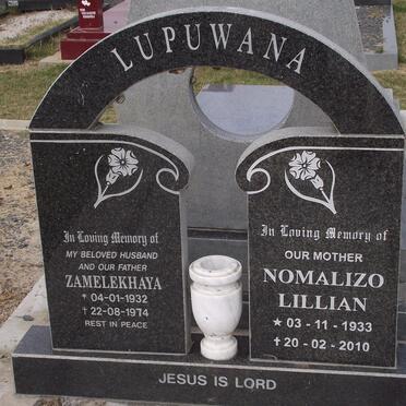 LUPUWANA Zamelekhaya 1932-1974 &amp; Nomalizo Lillian 1933-2010