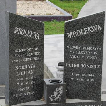 MBOLEKWA Nokhaya Lillian 1922-2008 :: MBOLEKWA Peter Bonsile 1950-2005