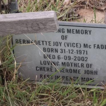MC FADDEN Bernadette Joyce nee VICE 1971-2002