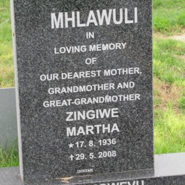 MHLAWULI Zingiwe Martha 1936-2008