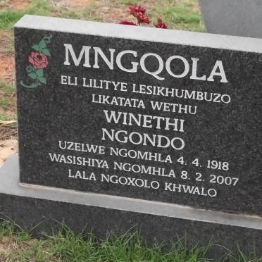 MNGQOLA Winethi Ngondo 1918-2007