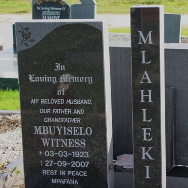 MLAHLEKI Mbuyiselo Witness 1923-2007