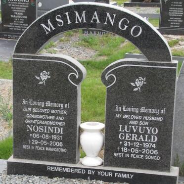 MSIMANGO Nosindi 1931-2006 :: MSIMANGO Luvuyo Gerald 1974-2006