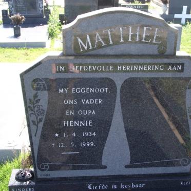 MATTHEE Hendrik Jeremias Rossouw 1934-1999