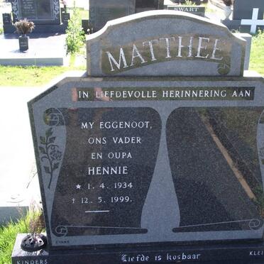 MATTHEE Hendrik Jeremias Rossouw 1934-1999
