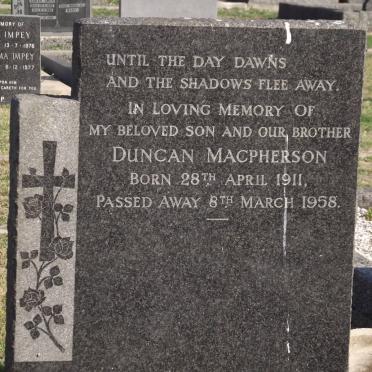 MACPHERSON Duncan 1911-1958