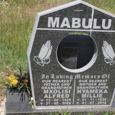MABULU Mxolisi Alfred 1925-2006 &amp; Nyameka Millie 1936-2012