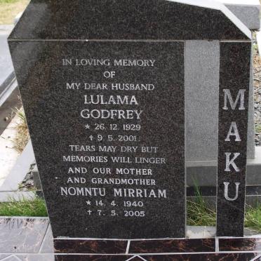 MAKU Lulama Godfrey 1929-2001 :: MAKU Nomntu Mirriam 1940-2005