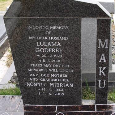 MAKU Lulama Godfrey 1929-2001 :: MAKU Nomntu Mirriam 1940-2005