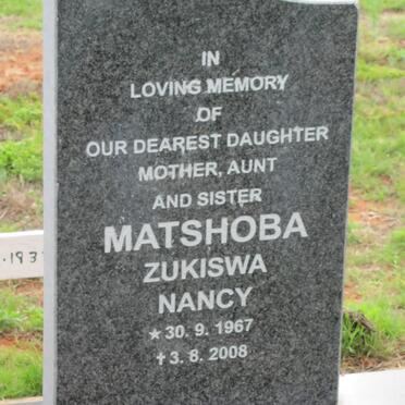 MATSHOBA Zukiswa Nancy 1967-2008