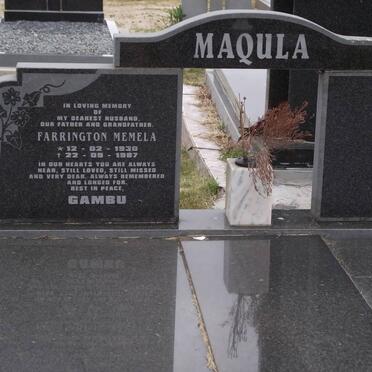 MAQULA Farrington Memela 1930-1987