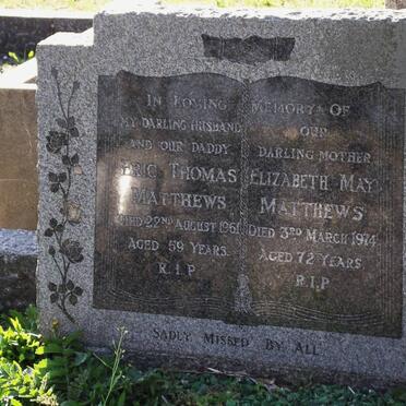 MATTHEWS Eric Thomas -1961 &amp; Elizabeth May -1974