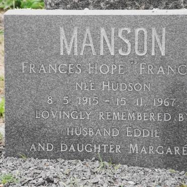 MANSON Frances Hope nee HUDSON 1915-1967