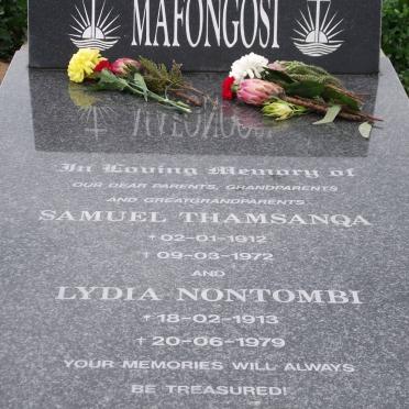 MAFONGOSI Samuel Thamsanqa 1912-1972 &amp; Lydia Nontombi 1913-1979