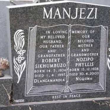 MANJEZI Robert Sikhumbuzo 1934-1997 &amp; Nozipo Phyllis 1938-2003