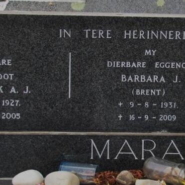 MARAIS Frederick A.J. 1927-2003 &amp; Barbara J. nee BRENT 1931-2009 &amp; Frederick S. 1953-1960