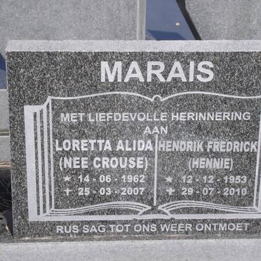 MARAIS Hendrik Frederick 1953-2010 &amp; Loretta Alida CROUSE 1962-2007