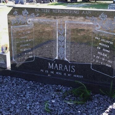 MARAIS Johannes Frederick 1934-1998 &amp; Hilda 1931-1999