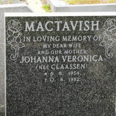 MACTAVISH Johanna Veronica nee CLAASSEN 1954-1982
