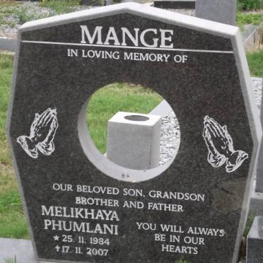 MANGE Melikhaya Phumlani 1984-2007
