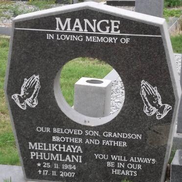 MANGE Melikhaya Phumlani 1984-2007