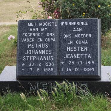 MEIRING Petrus Johannes Stephanus 1908-1989 &amp; Hester Jeanetta 1915-1994