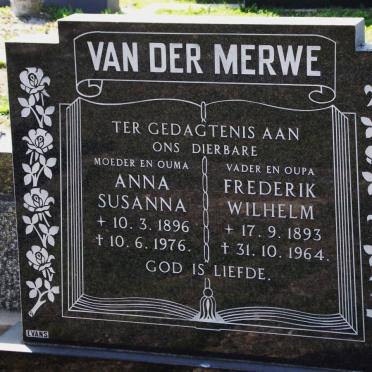 MERWE Frederik Wilhelm, van der 1893-1964 &amp; Anna Susanna 1896-1976