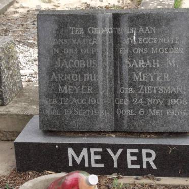 MEYER Jacobus Arnoldus 1907-1981 &amp; Sarah M. ZIETSMAN 1908-1956